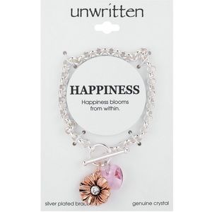 Unwritten Crystal Heart and Flower bracelet